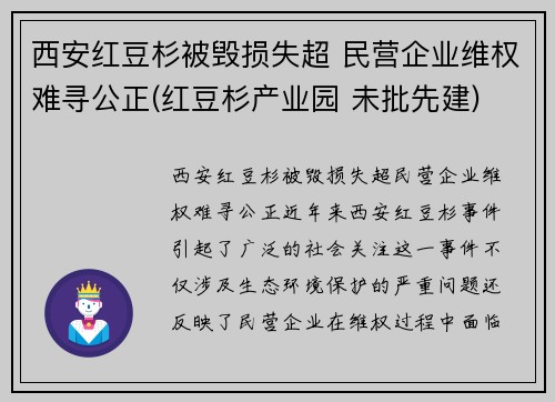 西安红豆杉被毁损失超 民营企业维权难寻公正(红豆杉产业园 未批先建)